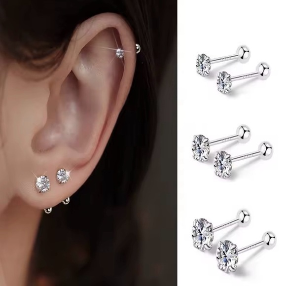 Pairs Stainless Steel for Women Cartilage Tragus Lobe Daith Piercing Jewelry - Picture 2 of 2